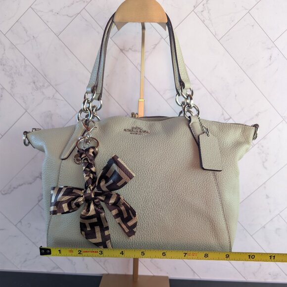 Coach Pebbled Leather Satchel with Strap & Bow Charm F28993 - Picture 13 of 16